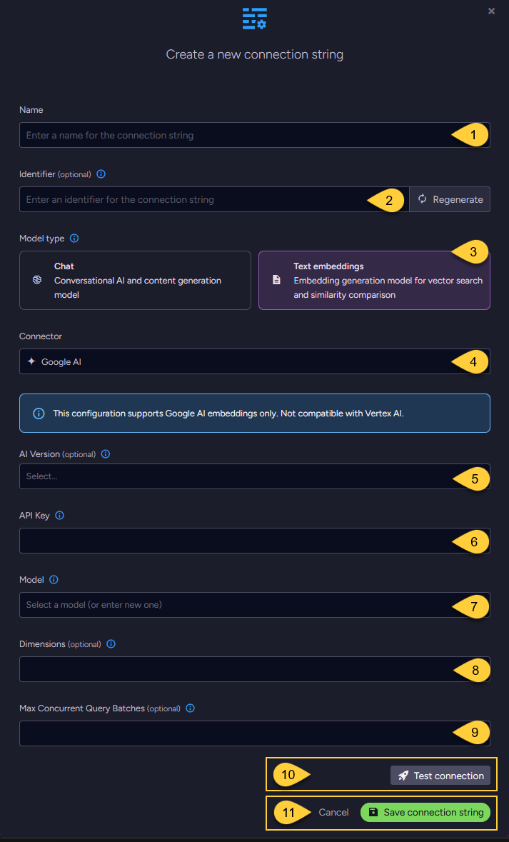 connection string to google ai