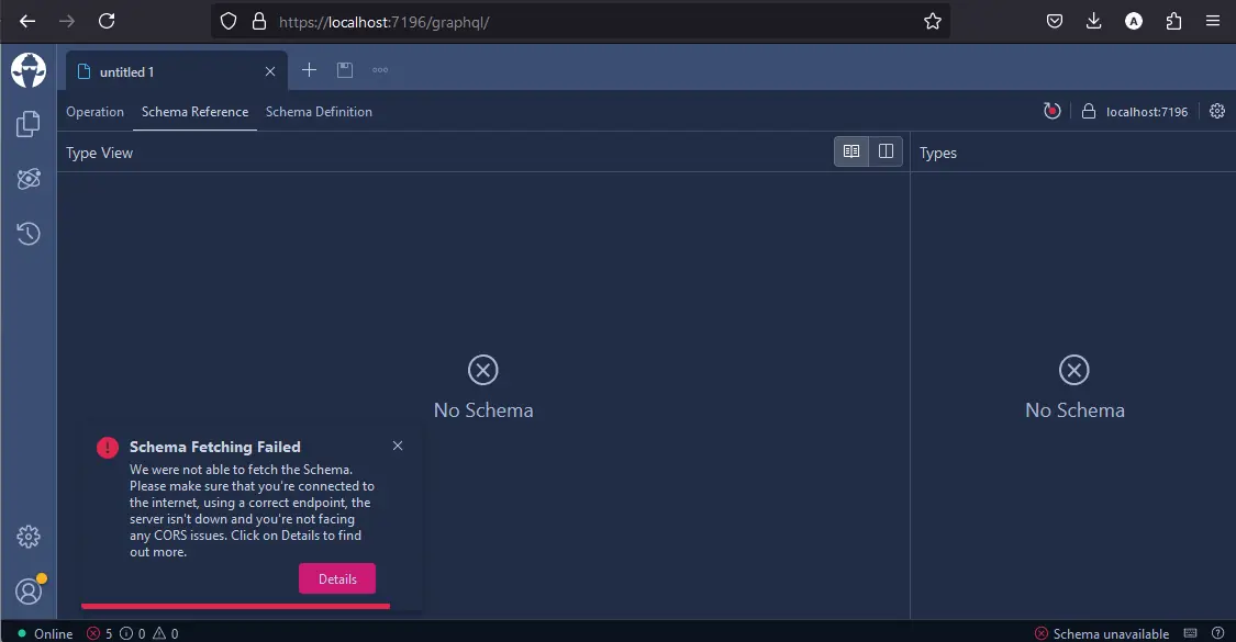 Nitro GraphQL IDE loaded at the /graphql endpoint