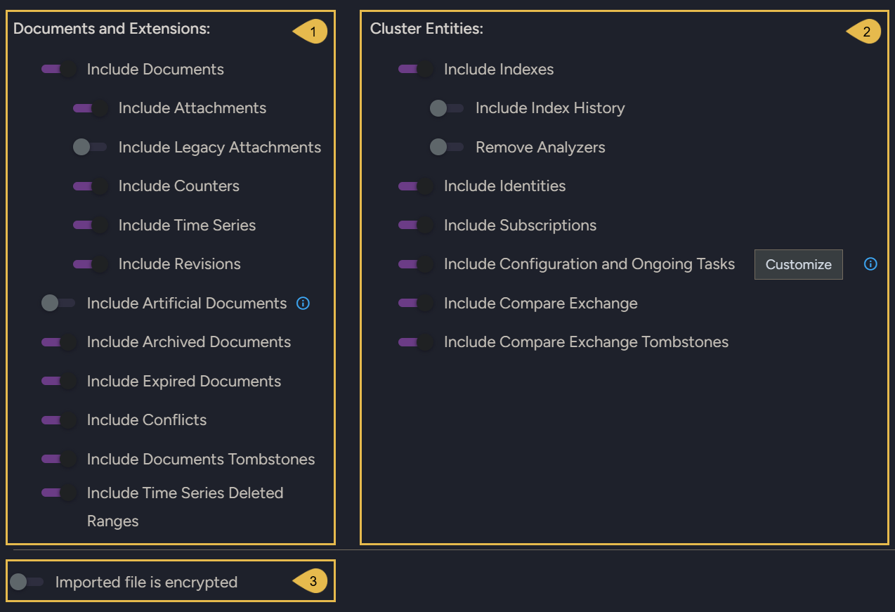 Import options