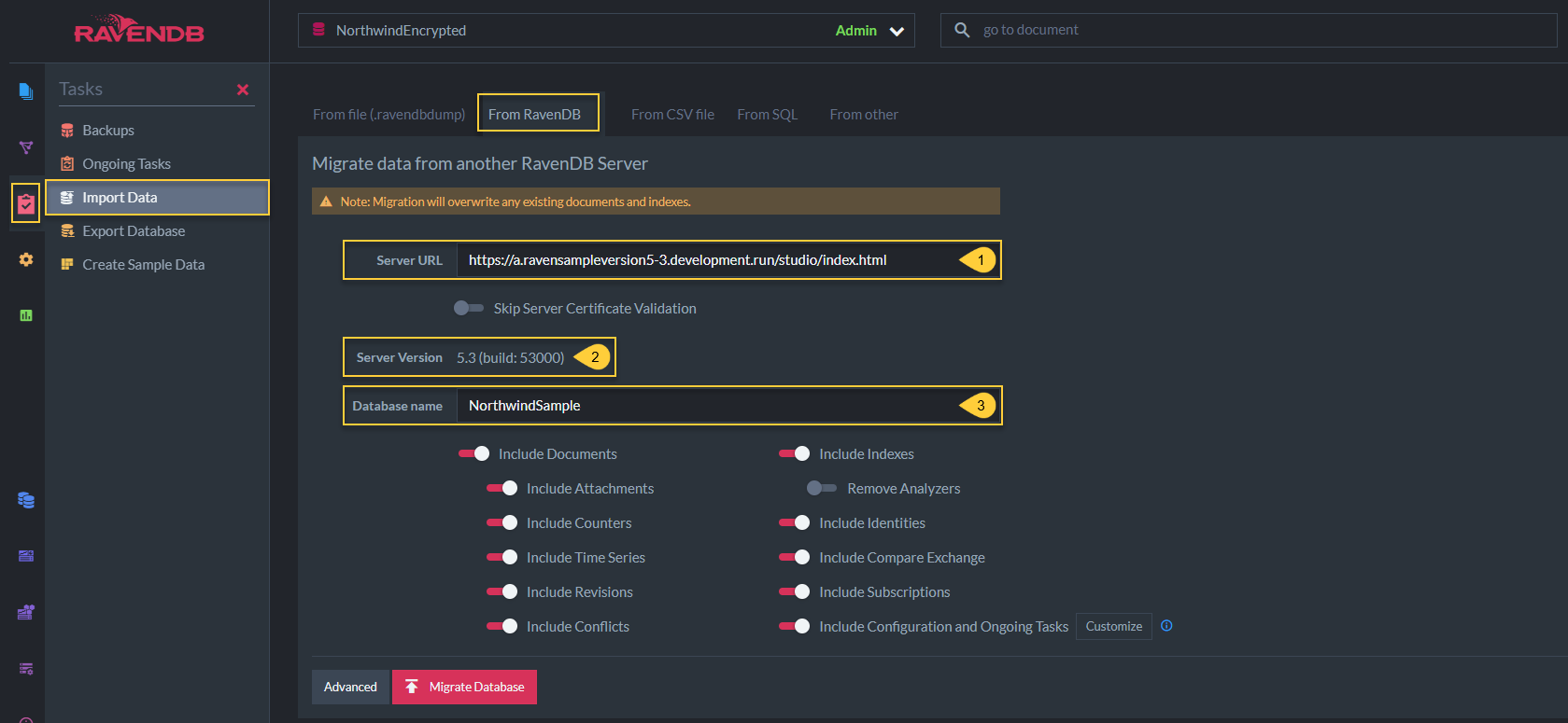 Import configuration
