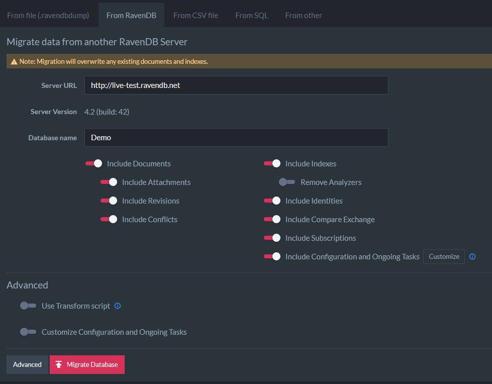 Figure 5. Import Options