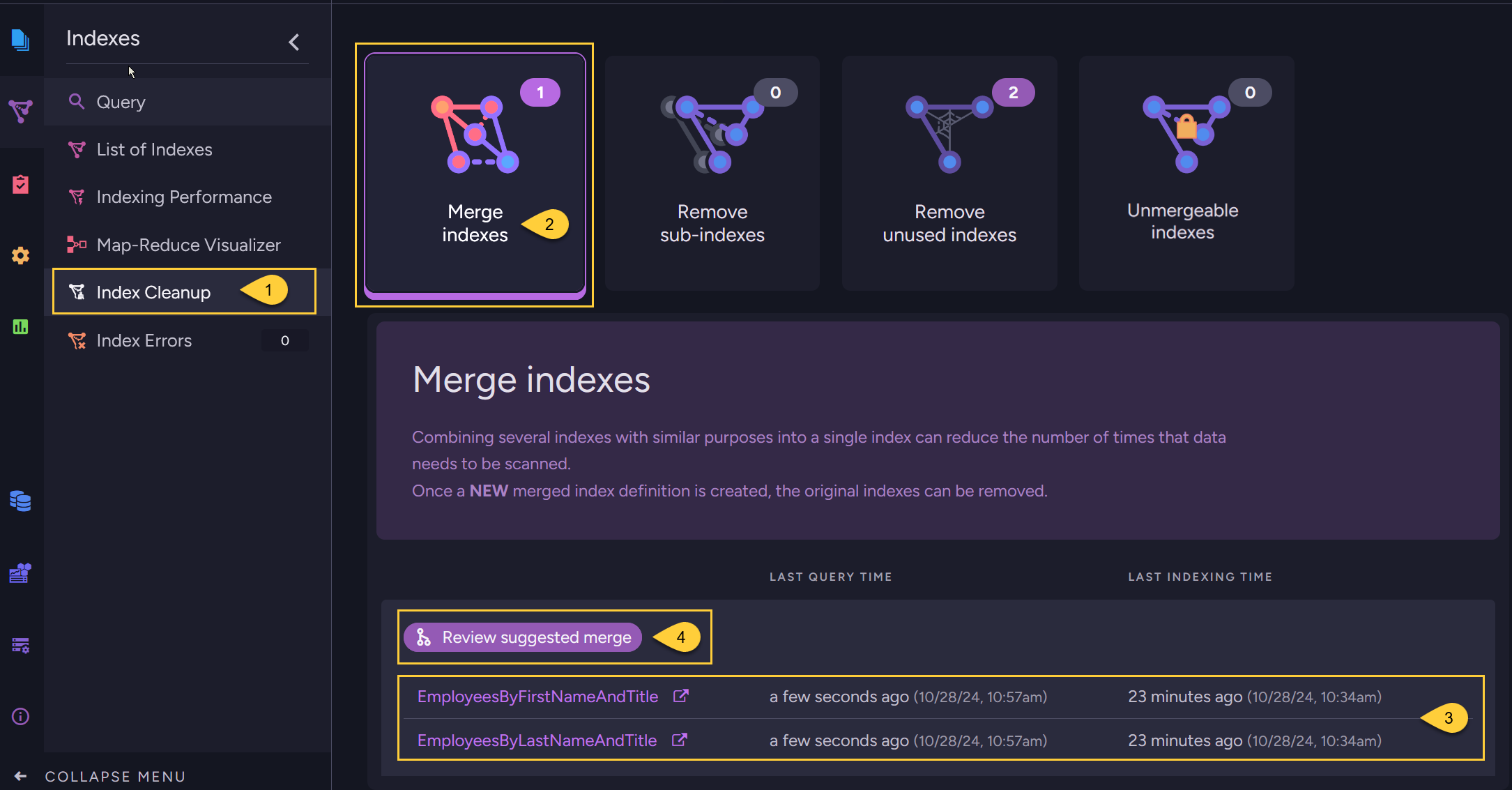 Index cleanup - Merge indexes