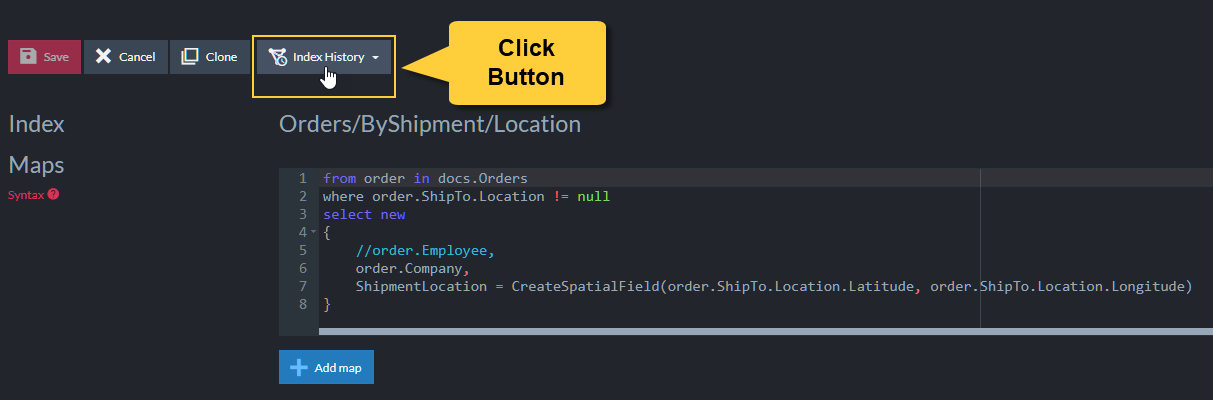 Figure 3. Index History Button