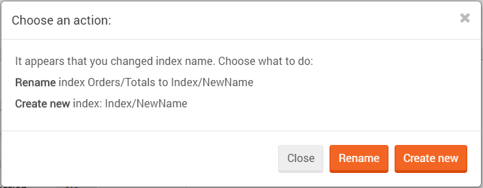 Figure 2. Studio. Index Rename message.