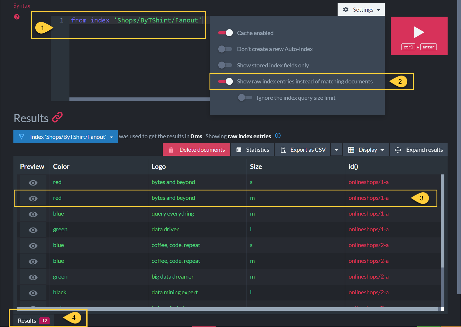 Fanout - index-entries