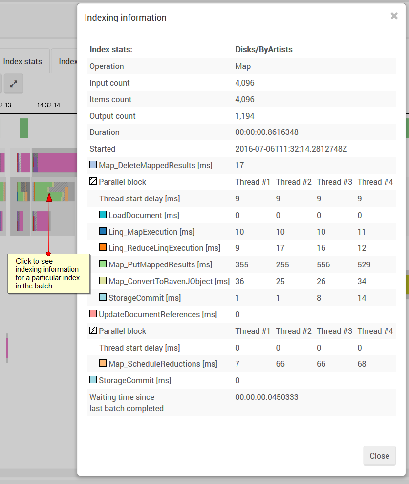 Figure 5. Studio. Status. Indexing information.