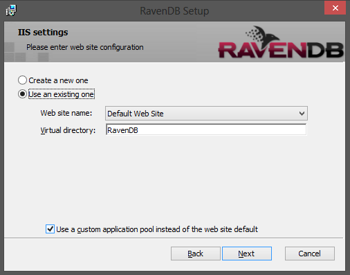 Figure 4: Existing IIS site