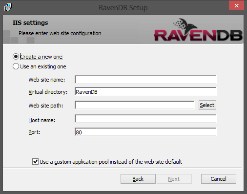 Figure 3: New IIS site configuration