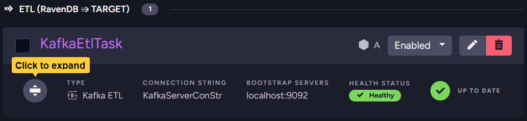 Ongoing tasks view: Saved task