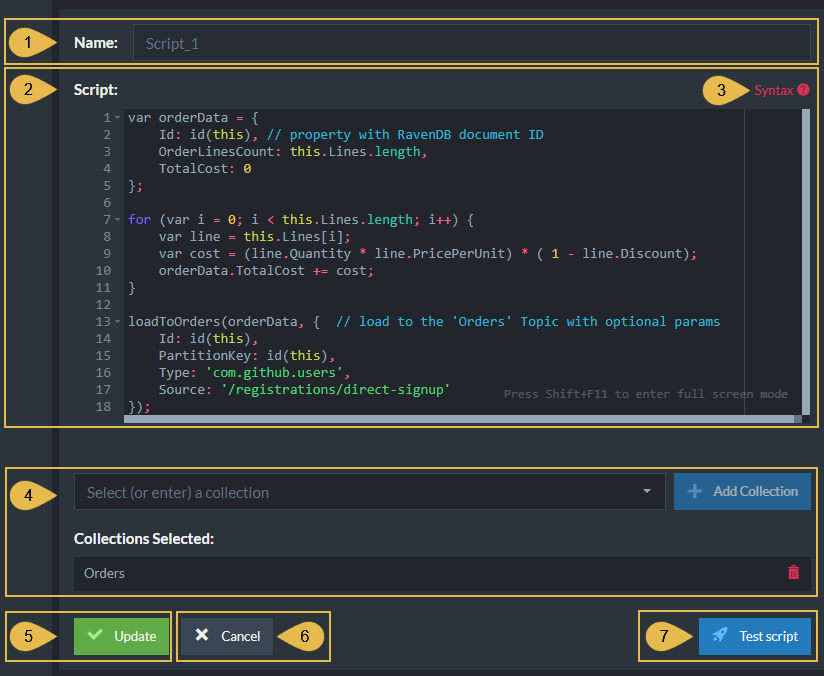 Add or Edit Transform Script