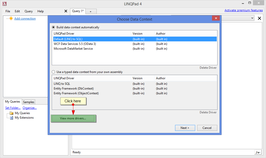 Figure 2. Getting started. Playground Server. LINQPad. Installation. Step 2.