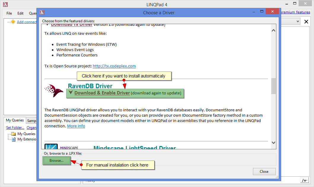 Figure 3. Getting started. Playground Server. LINQPad. Installation. Step 3.