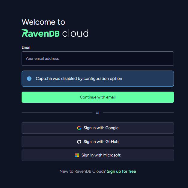 Login page with the single sign-on buttons