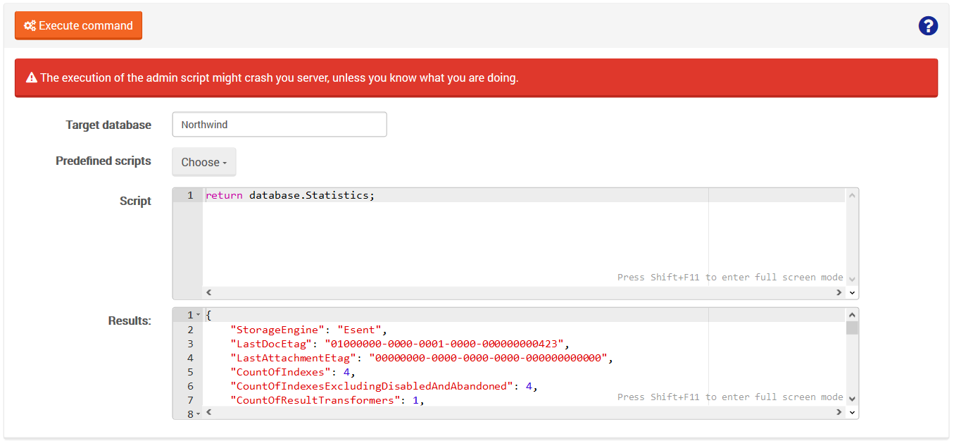 Figure 1. Manage Your Server. Administrator JS Console.