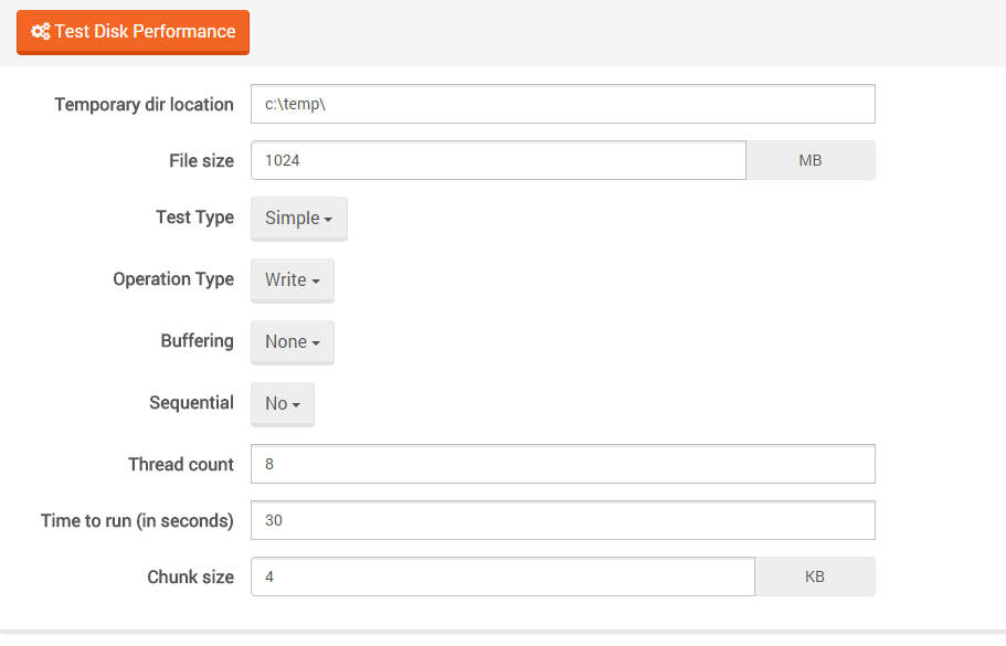 Figure 1. Manage Your Server. IO Test.