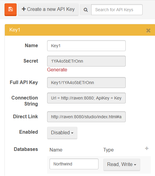 Figure 1. Manage Your Server. API Keys.