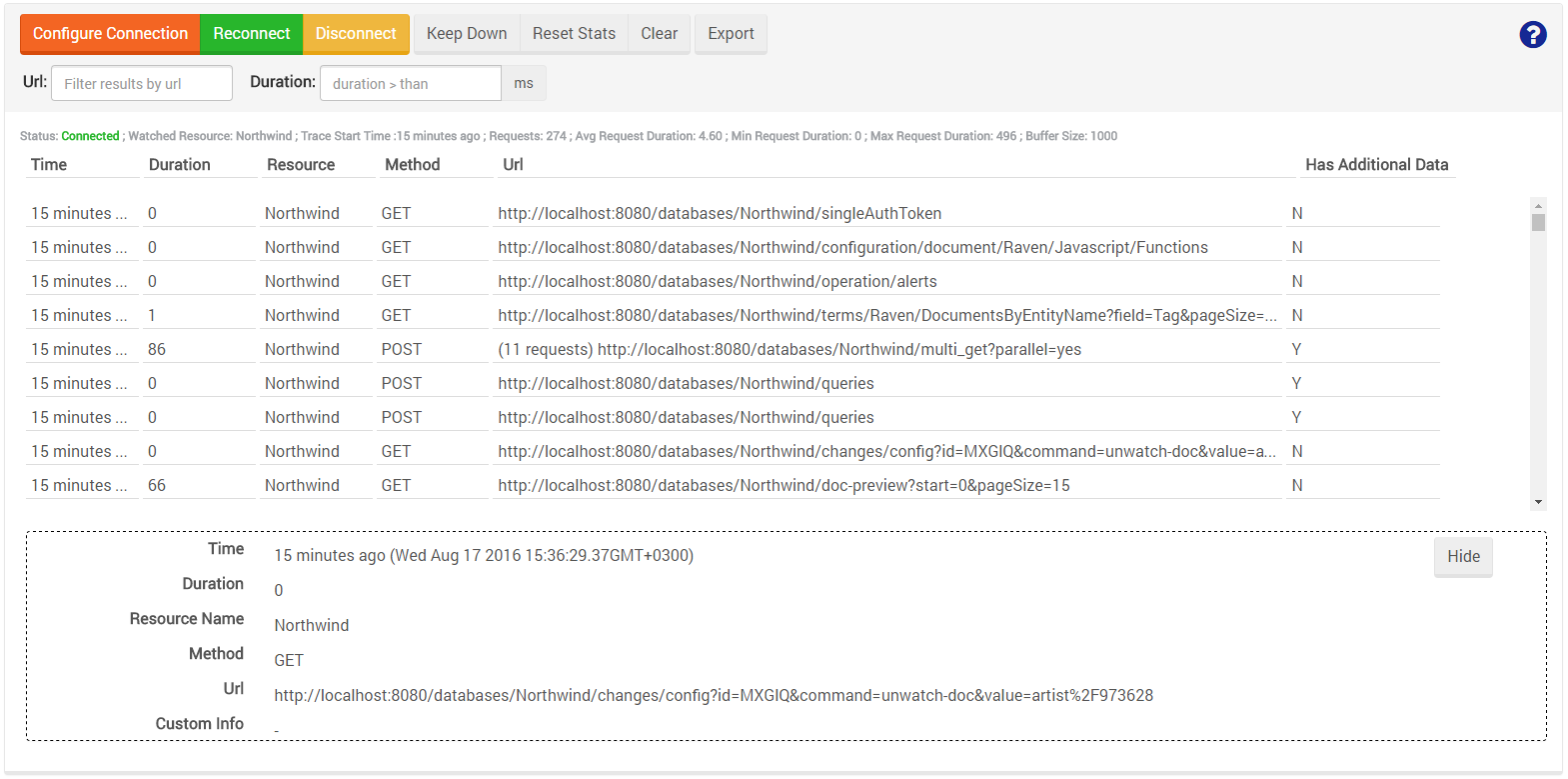 Figure 2. Manage Your Server. Traffic Watch. Log Entries