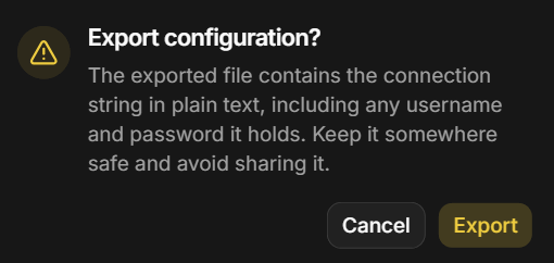 Export configuration
