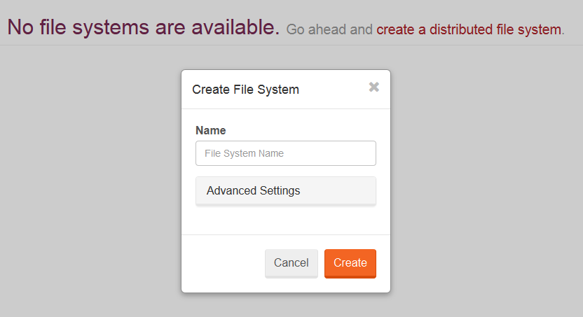 Figure 2: Create a file system