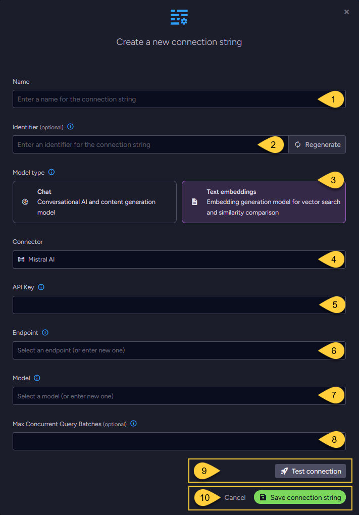 connection string to mistral ai