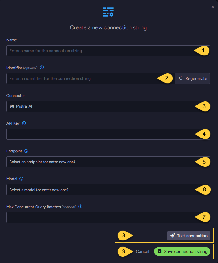 connection string to mistral ai