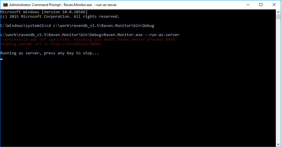 Figure 3. Monitoring : Run as server