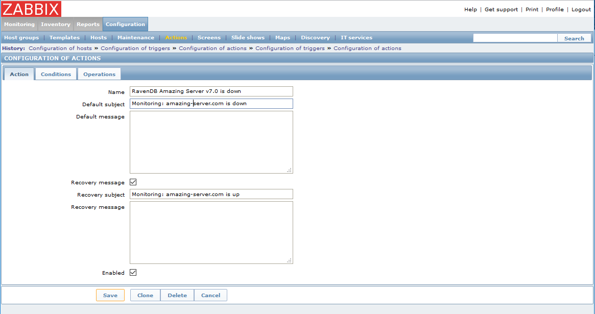 Figure 6. Monitoring : How to setup Zabbix monitoring: Create action