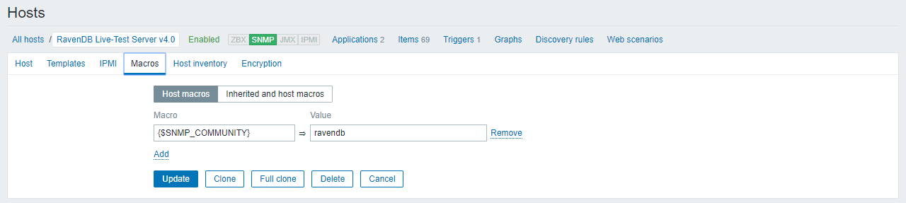 Figure 4. Monitoring : How to setup Zabbix monitoring: Community macro