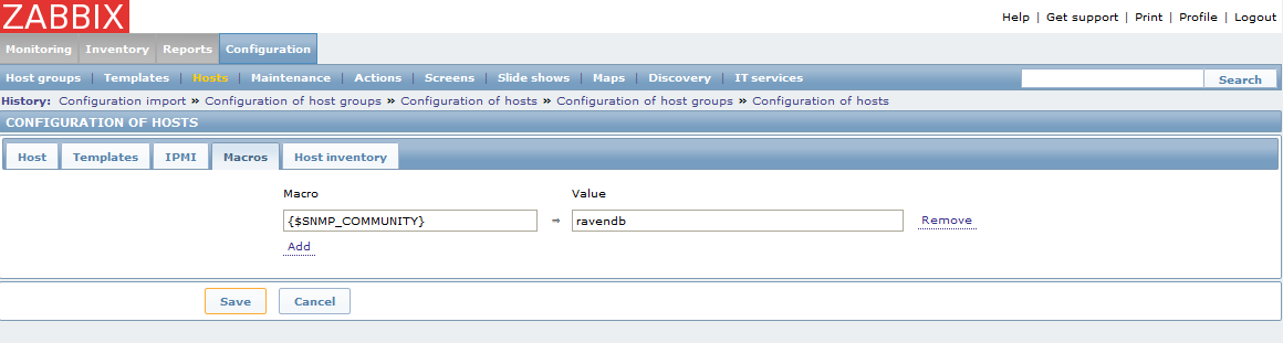 Figure 4. Monitoring : How to setup Zabbix monitoring: Community macro