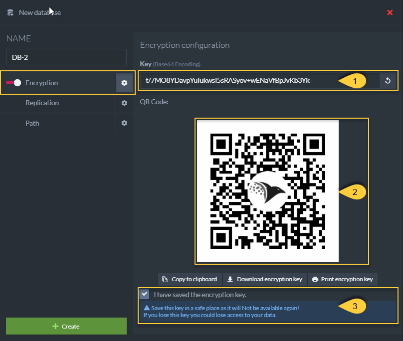 Figure 1. Create New Database - Encrypted