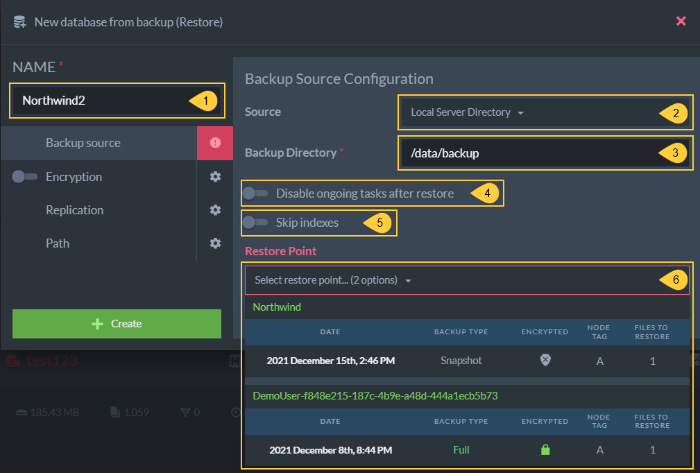 Figure 2. Backup Source Configuration