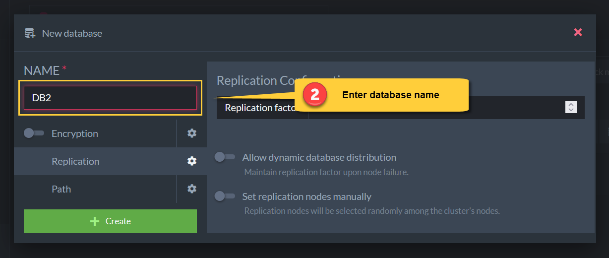 Figure 2. Create New Database - Database name