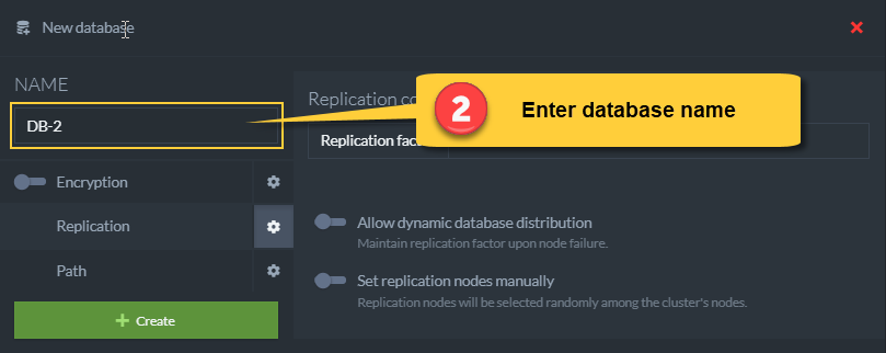 Figure 2. Create New Database - Database name