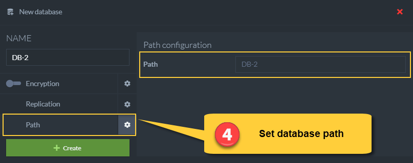 Figure 4. Create New Database - Path