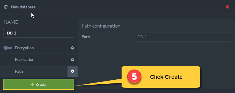 Figure 5. Create New Database - Create