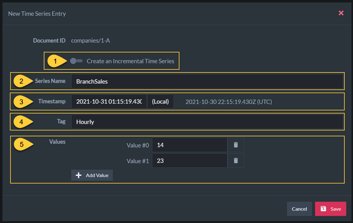 Add Time Series Entry