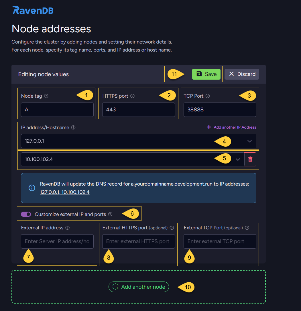 Configure node address