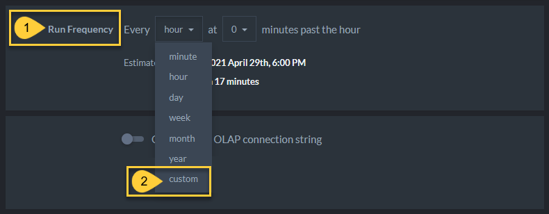 &quot;Task run frequency&quot;