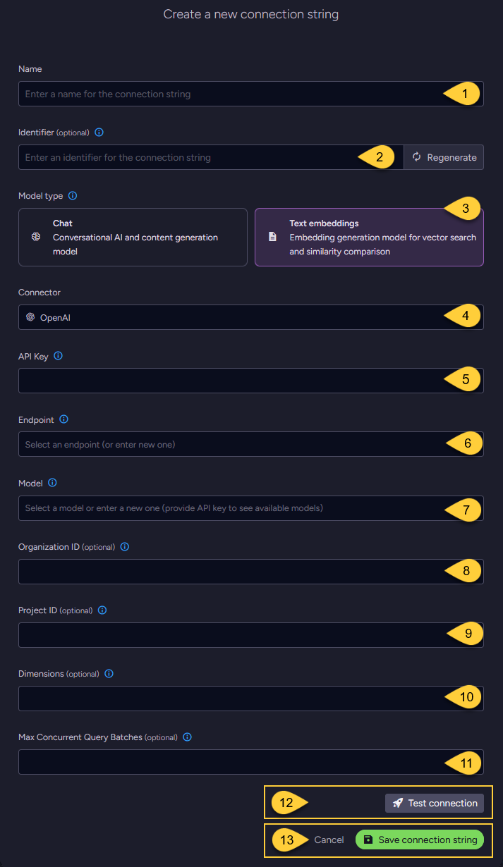 connection string to open ai