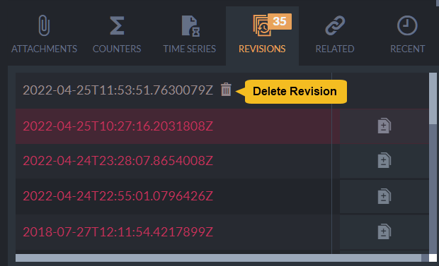 Revisions of a deleted document