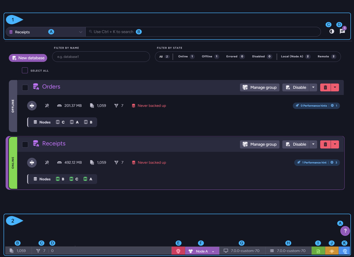 Header and Footer areas