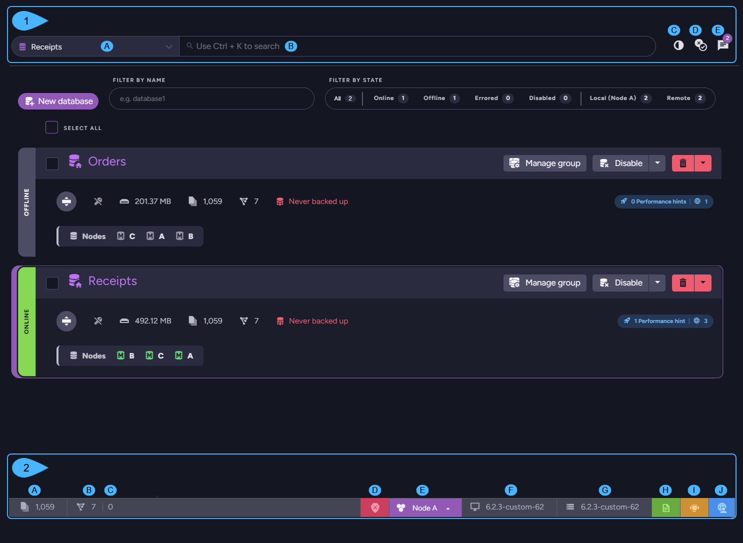 Header and Footer areas