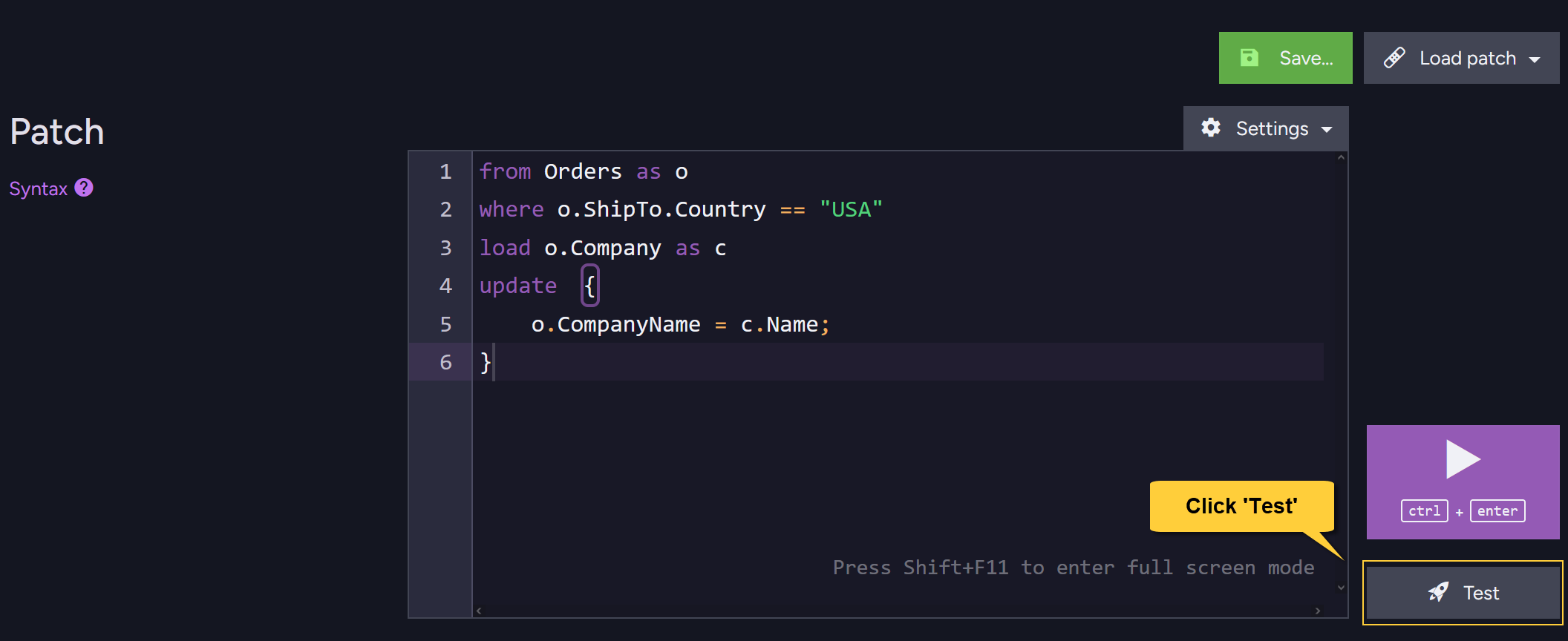 Open Test Dialog