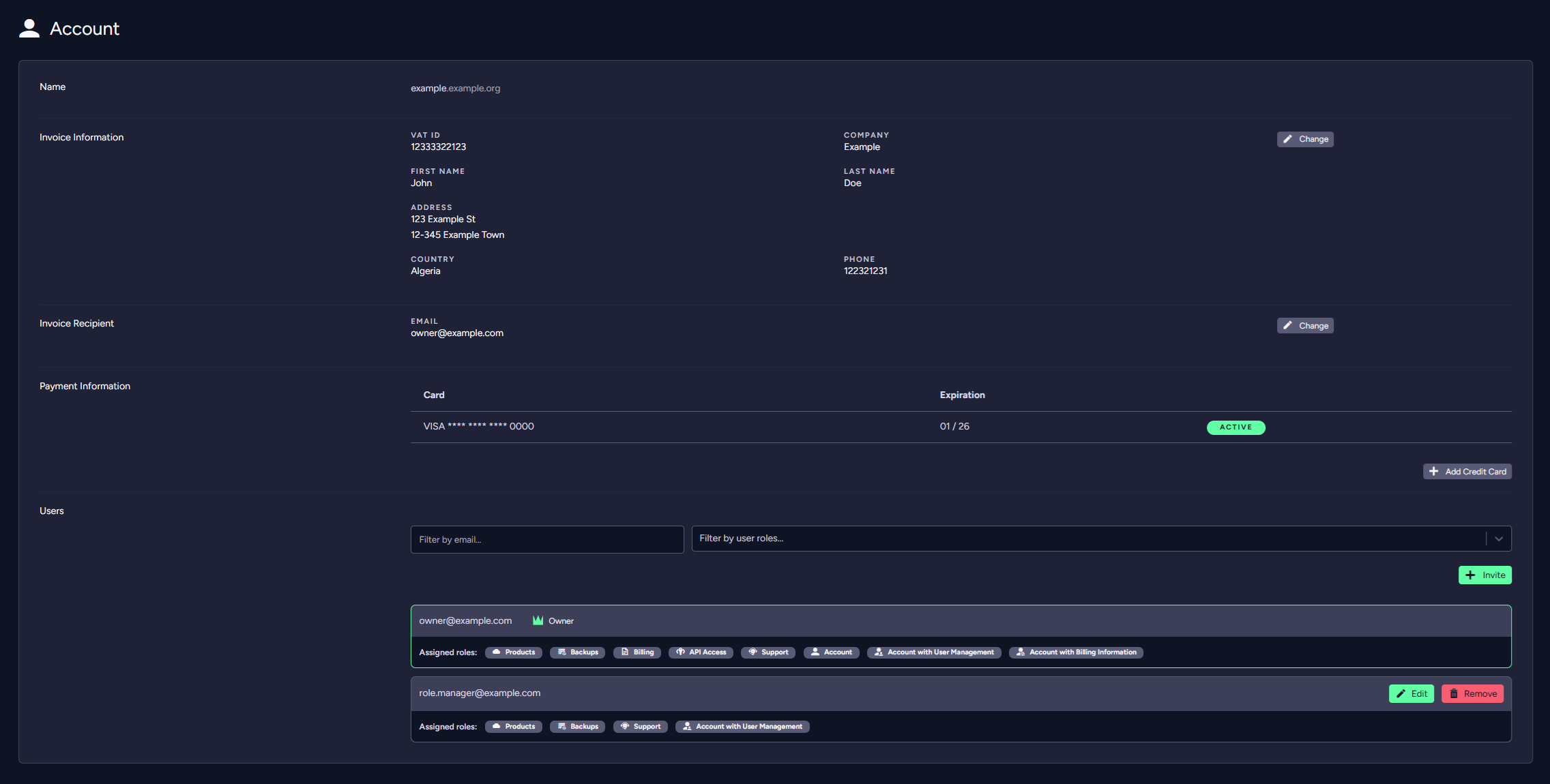 Account Tab