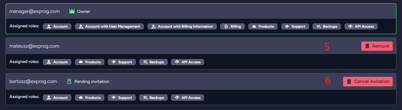 "Account Tab - Invite a user"