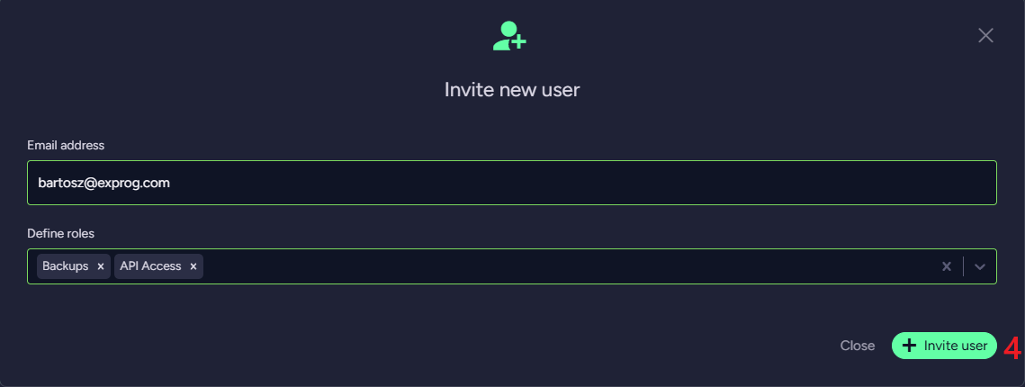 "Account Tab - Invite a user"
