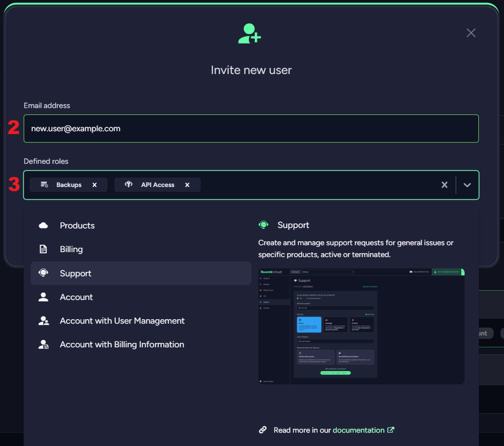 "Account Tab - Invite a user"