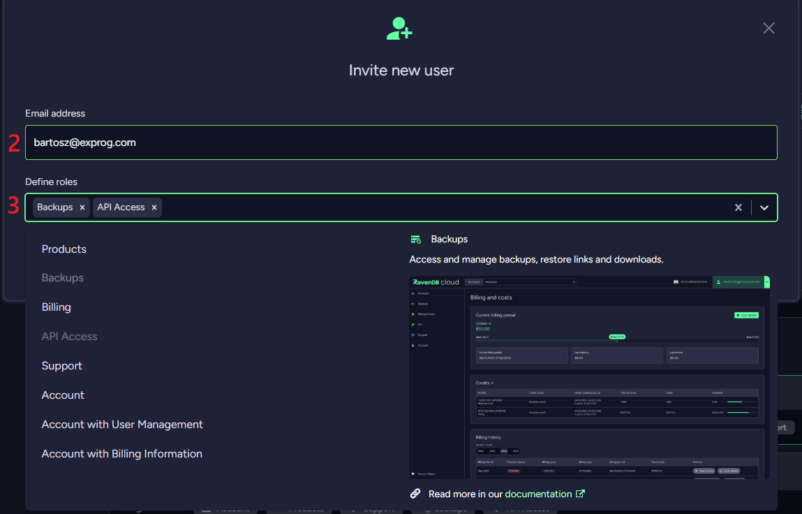 "Account Tab - Invite a user"