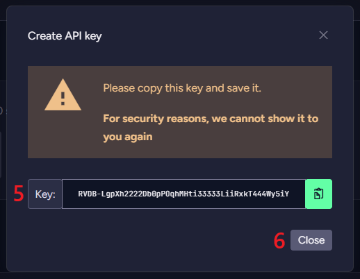 Create API Key - API Key