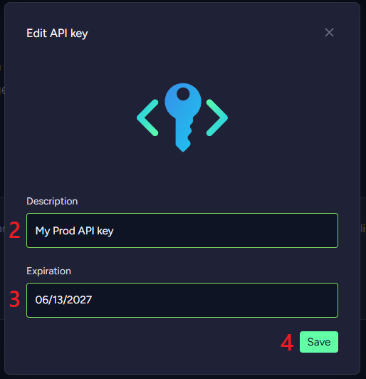 Edit API Key - configuration